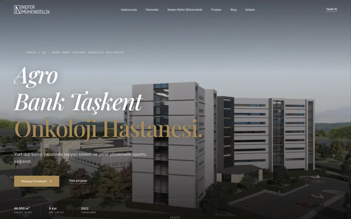Nefer Mühendislik · Project page: Tashkent oncology hospital